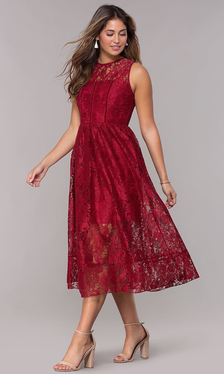 Pretty Burgundy semi formal lace dress 1 60+ Most Fashionable Semi Formal Wedding Dresses for Female Guests - 21
