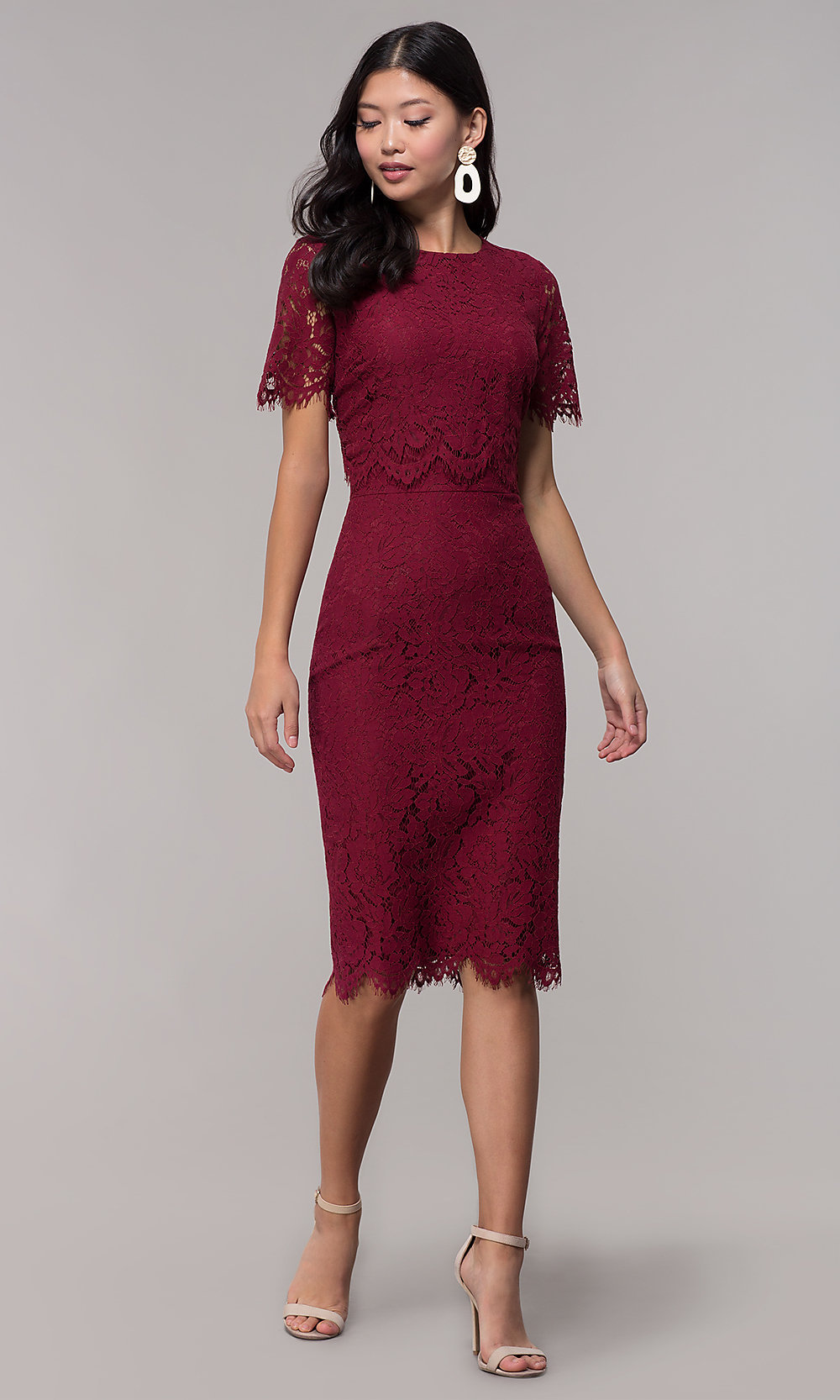 Pretty Burgundy semi formal lace dress. 1 60+ Most Fashionable Semi Formal Wedding Dresses for Female Guests - 22