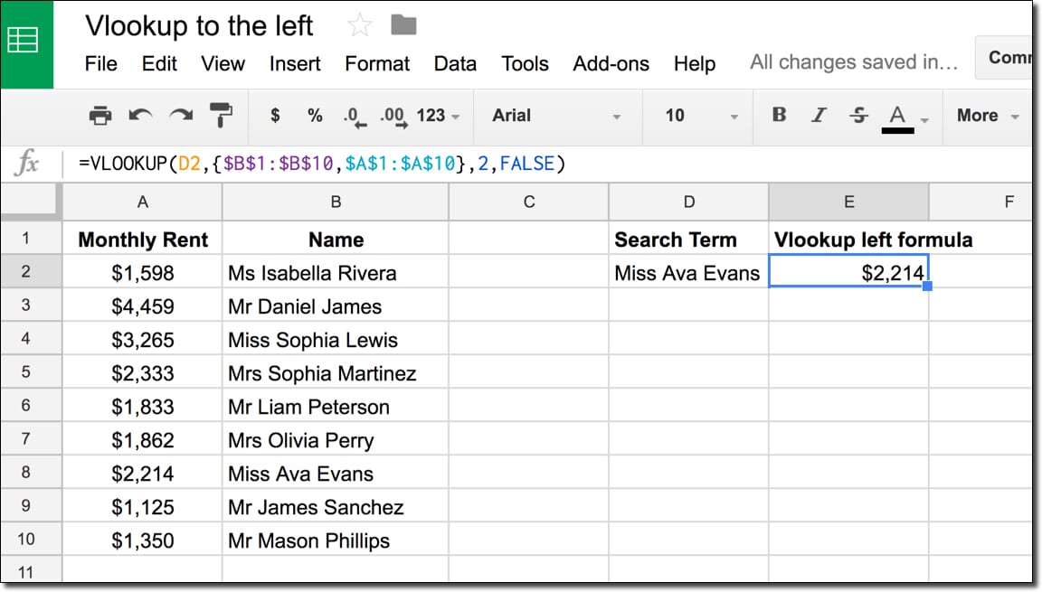 Search for data in columns using VLOOKUP Why Business Owners Should Learn Spreadsheet Formulas - 2