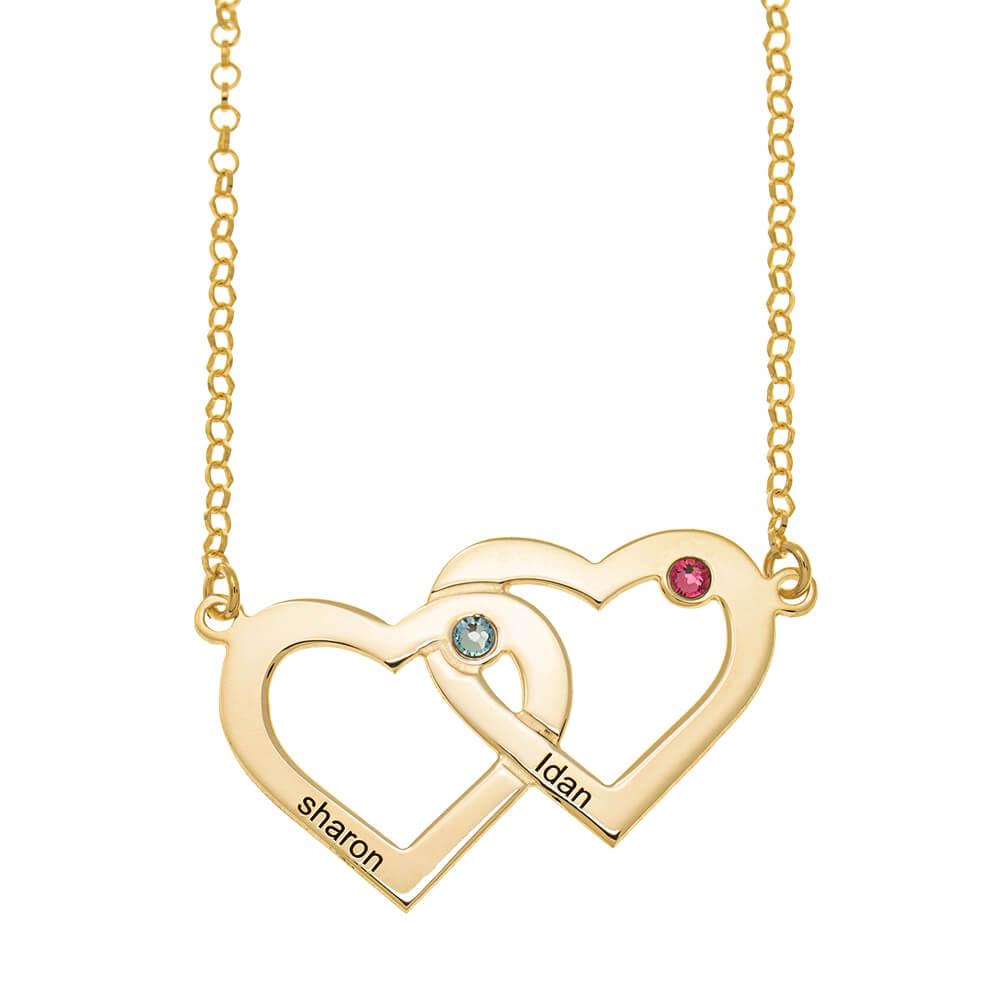 Two-Intertwined-Hearts-and-Birthstones-Necklace Top 7 Best Valentine's Jewelry Gifts by JoyAmo Jewelry