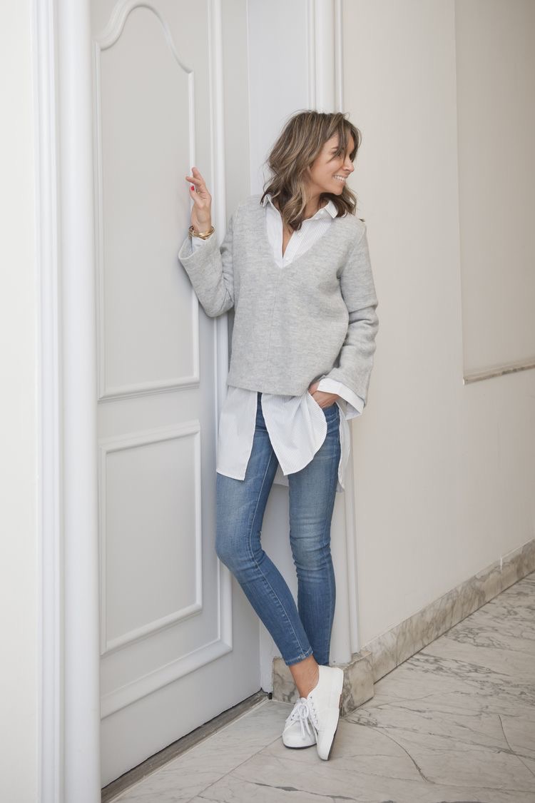 V Neck Sweater with Trousers 65+ Smartest Business Casual Attire for Women - 52