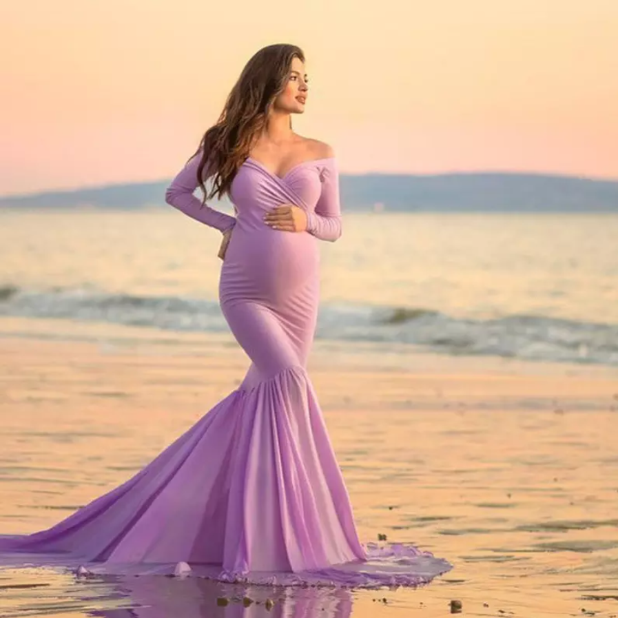 long dress Hottest 25 Maternity Photoshoot Outfit Ideas - 12