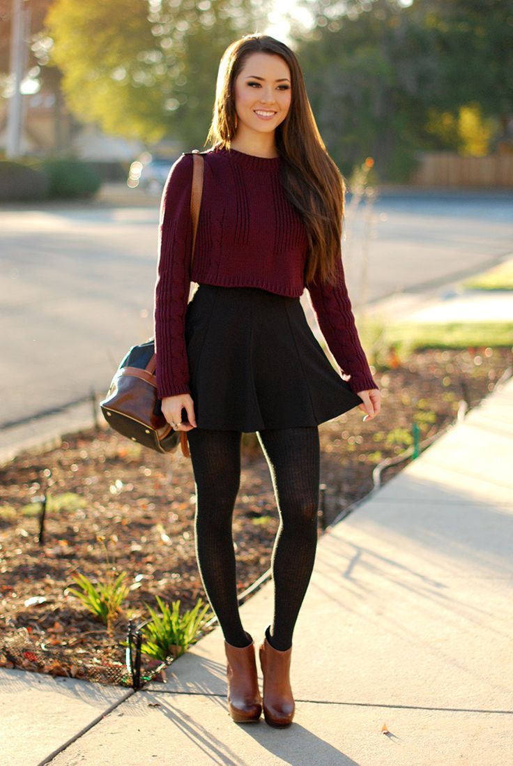 60+ Hot Trending Clothes for Teenage Girl 45 sweater and a skirt outfit. 60+ Hot Trending Clothes for Teenage Girl - 41