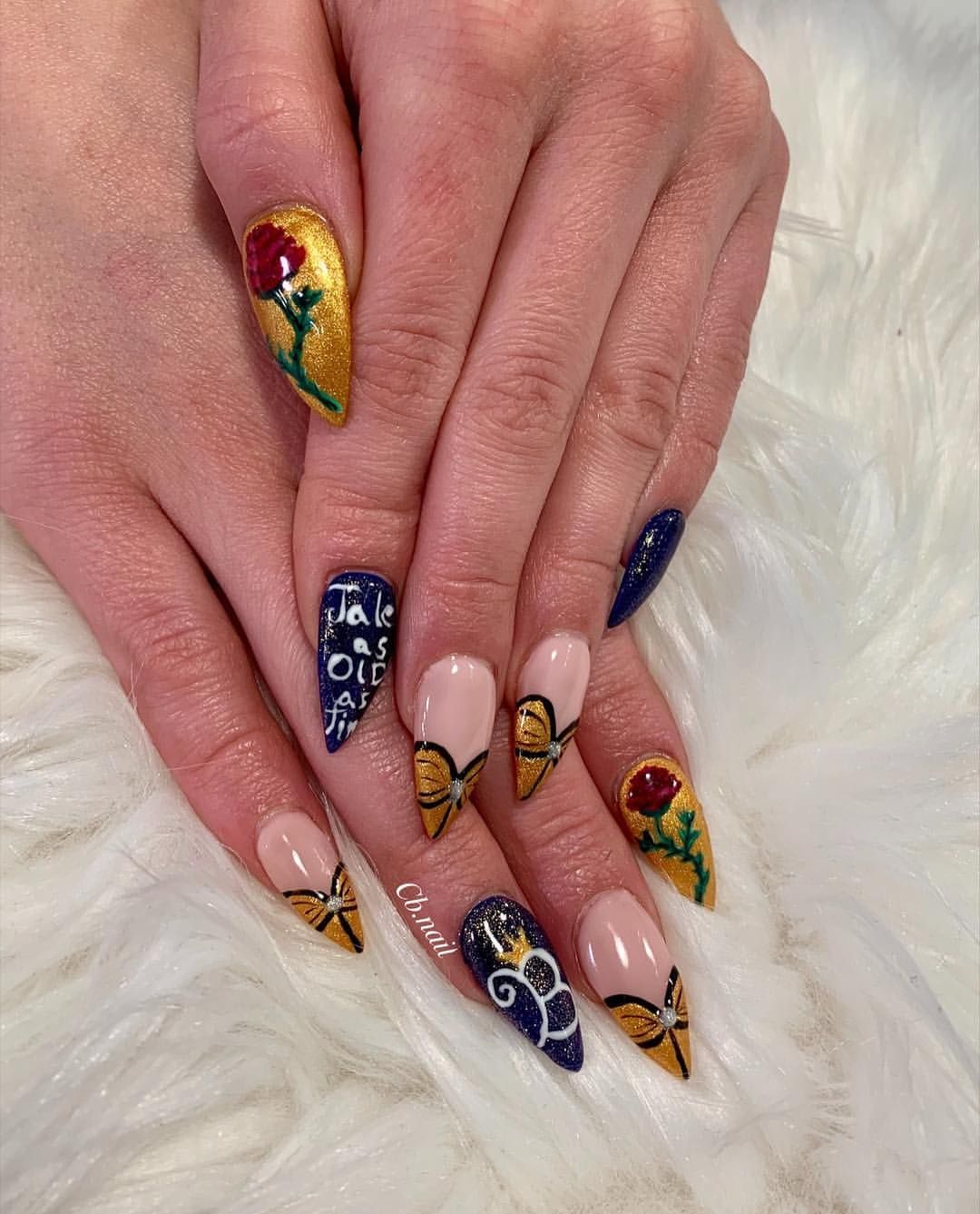 Beauty and The Beast Nail Design. 70+ Magical Disney Nail Designs That Look Cute - 35