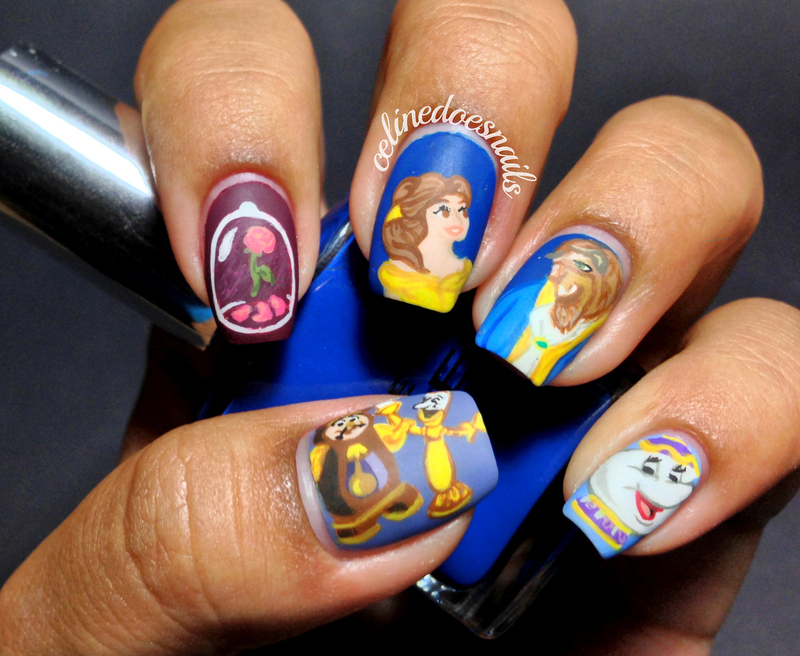 70+ Magical Disney Nail Designs That Look Cute 37 Beauty and The Beast Nail Design 70+ Magical Disney Nail Designs That Look Cute - 37