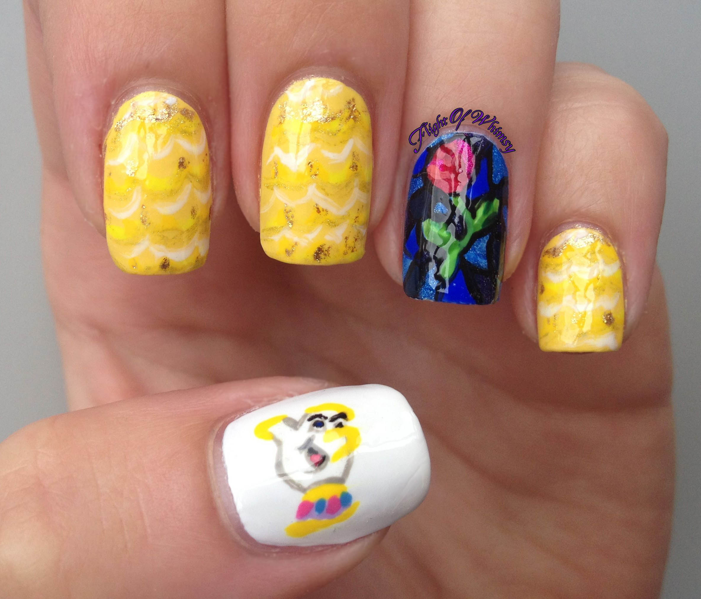 70+ Magical Disney Nail Designs That Look Cute 39 Beauty and The Beast Nail Designs. 2 70+ Magical Disney Nail Designs That Look Cute - 39