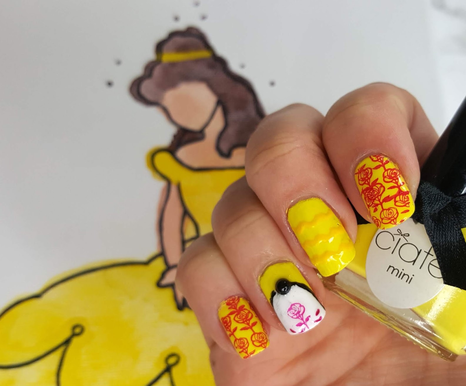 Beauty and The Beast Nail Designs.. 1 70+ Magical Disney Nail Designs That Look Cute - 36