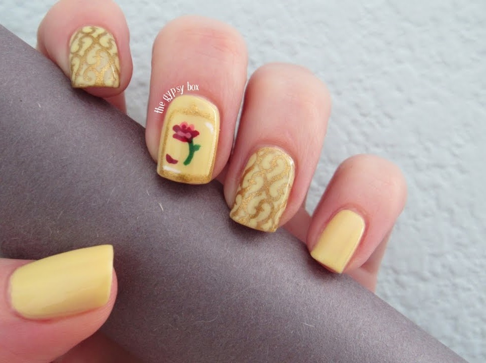 70+ Magical Disney Nail Designs That Look Cute 38 Beauty and The Beast Nail Designs 70+ Magical Disney Nail Designs That Look Cute - 38