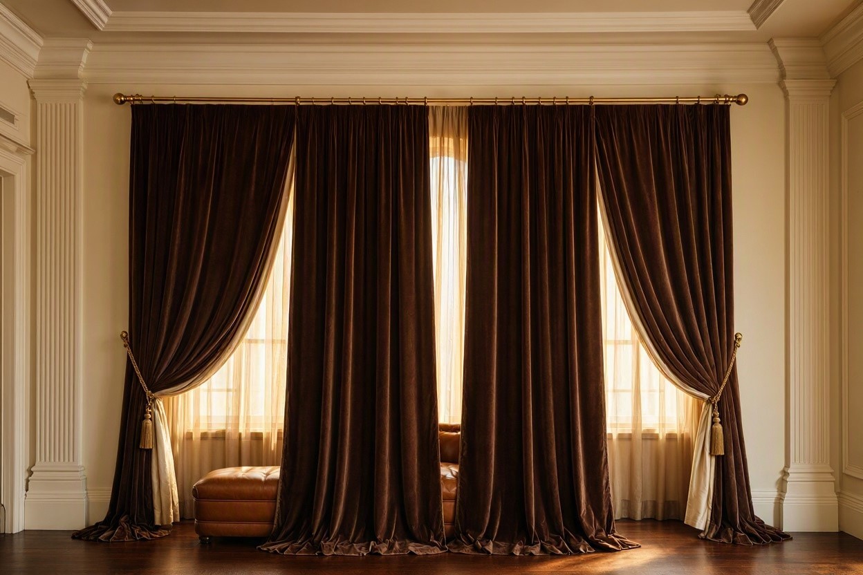 Chocolate Brown and Velvet Curtains for a Luxurious Atmosphere 15 Hottest Curtain Design Ideas - 10