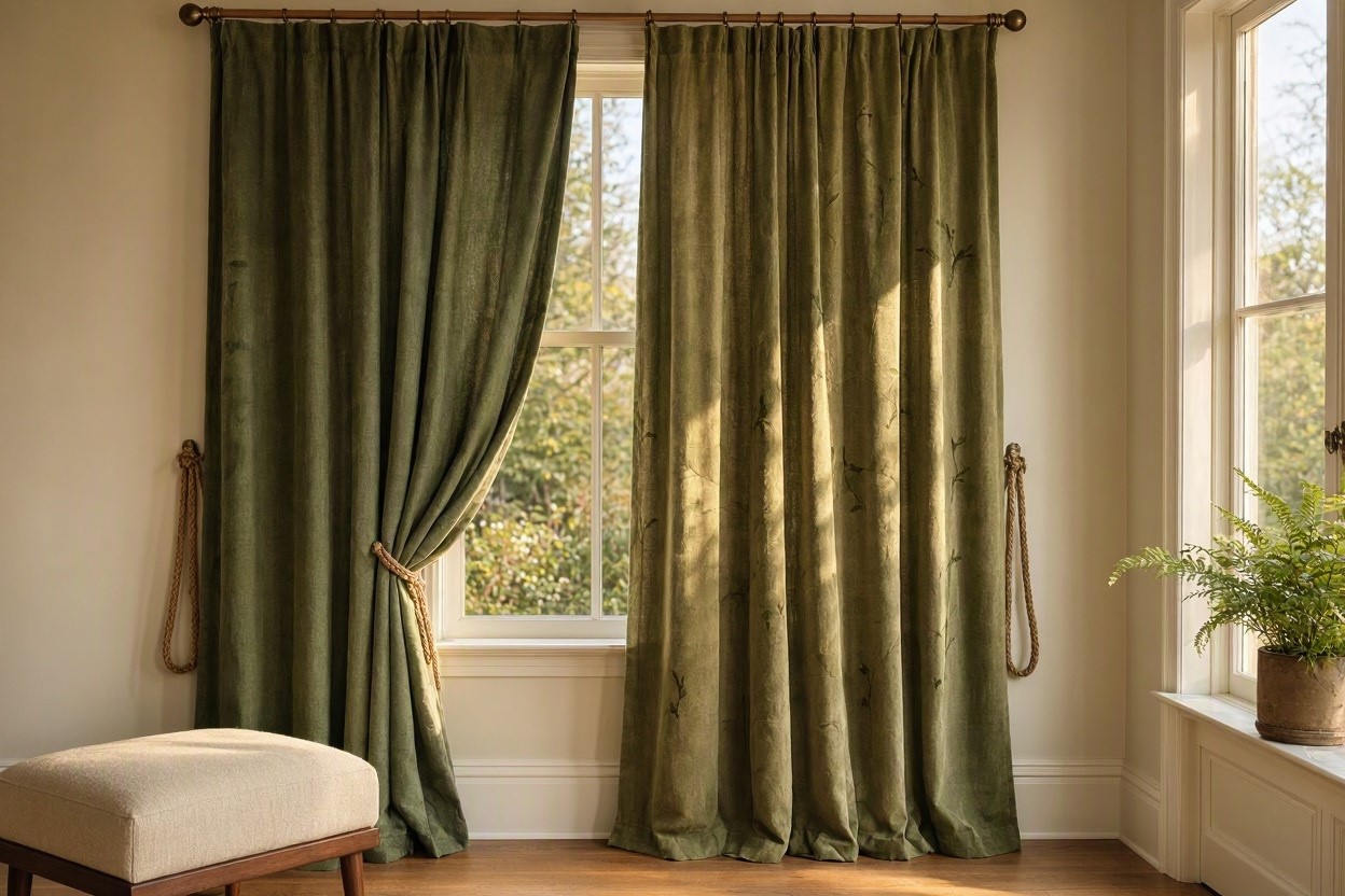 Earthy Green and Olive Curtains Inspired by Nature 15 Hottest Curtain Design Ideas - 5