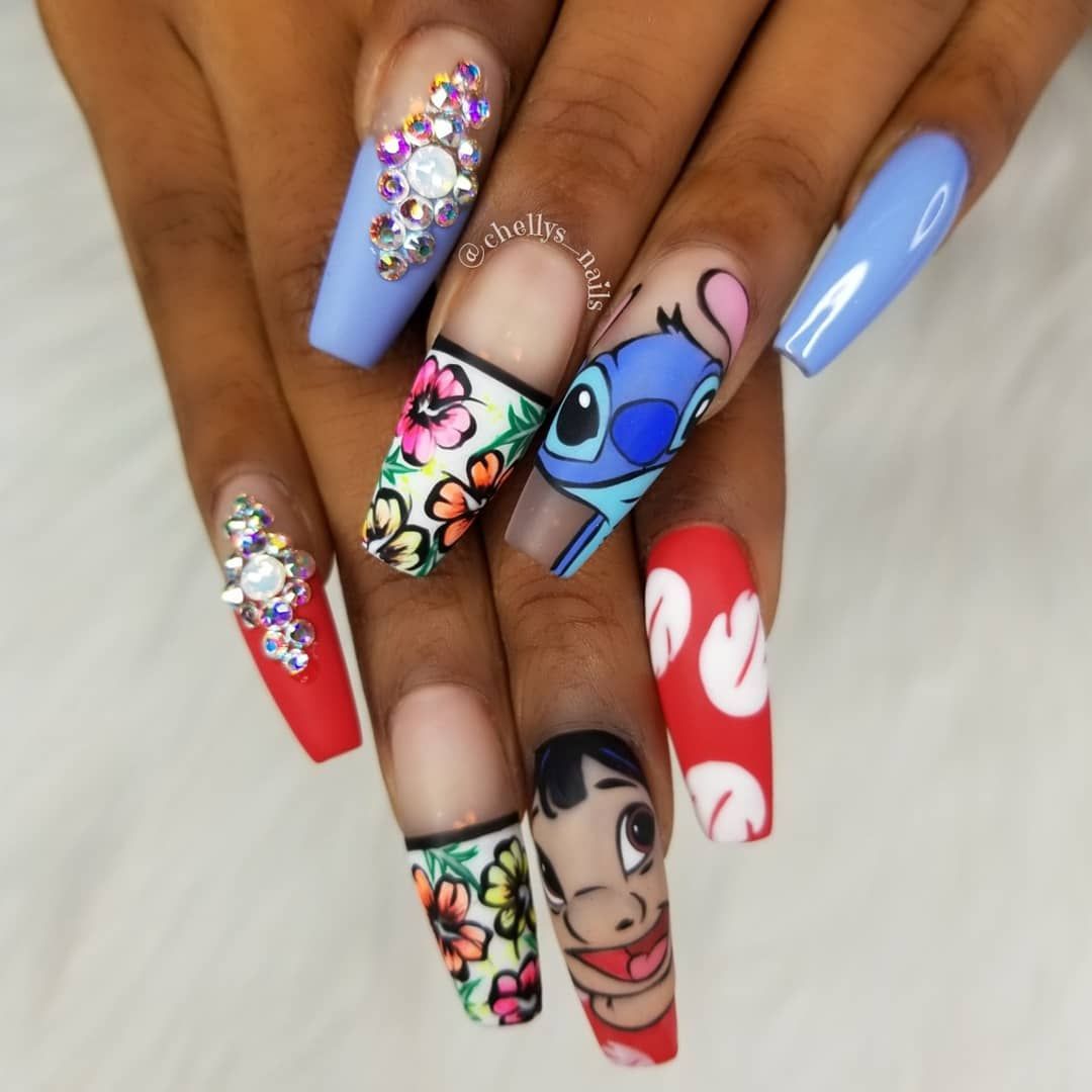 Lilo and Stitch Nail Design. 1 70+ Magical Disney Nail Designs That Look Cute - 28