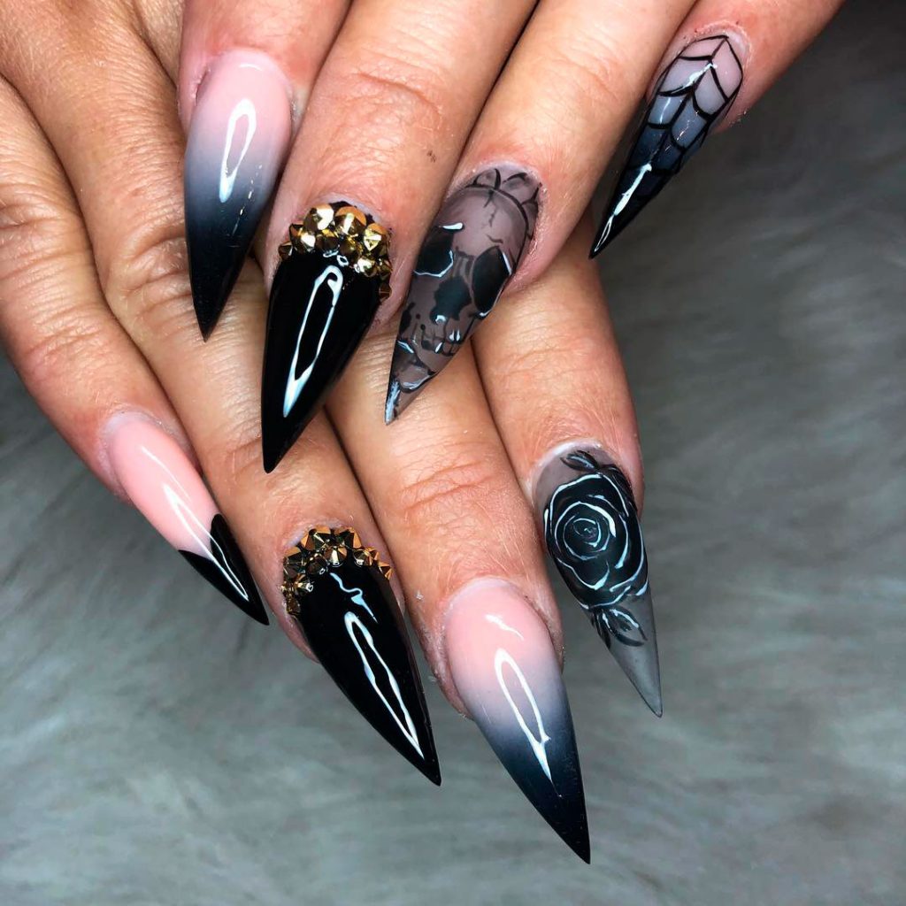Long Stiletto Nails 75+ Hottest Looking Nail Shapes for Women - 42