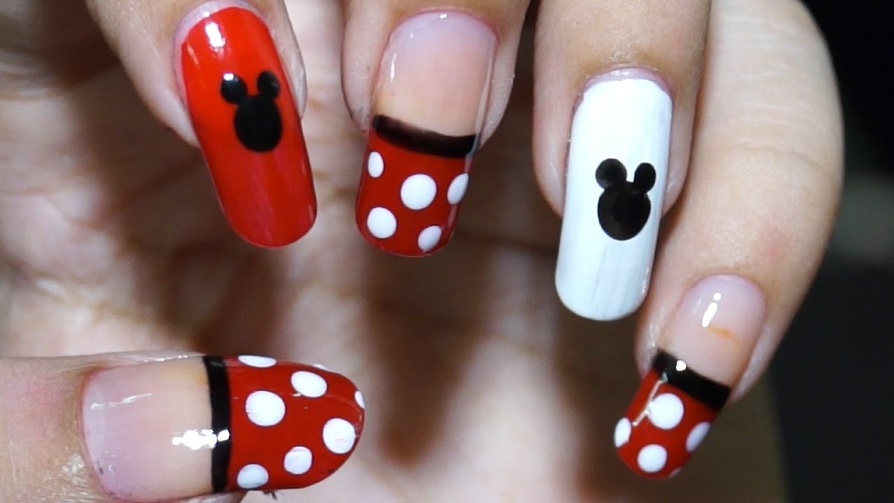 Mickey Mouse Acrylic Nail Art Design. 3 70+ Magical Disney Nail Designs That Look Cute - 5