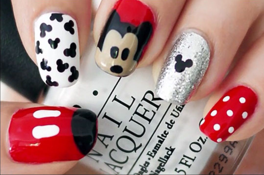 Mickey Mouse Acrylic Nail Art Design.. 70+ Magical Disney Nail Designs That Look Cute - 1