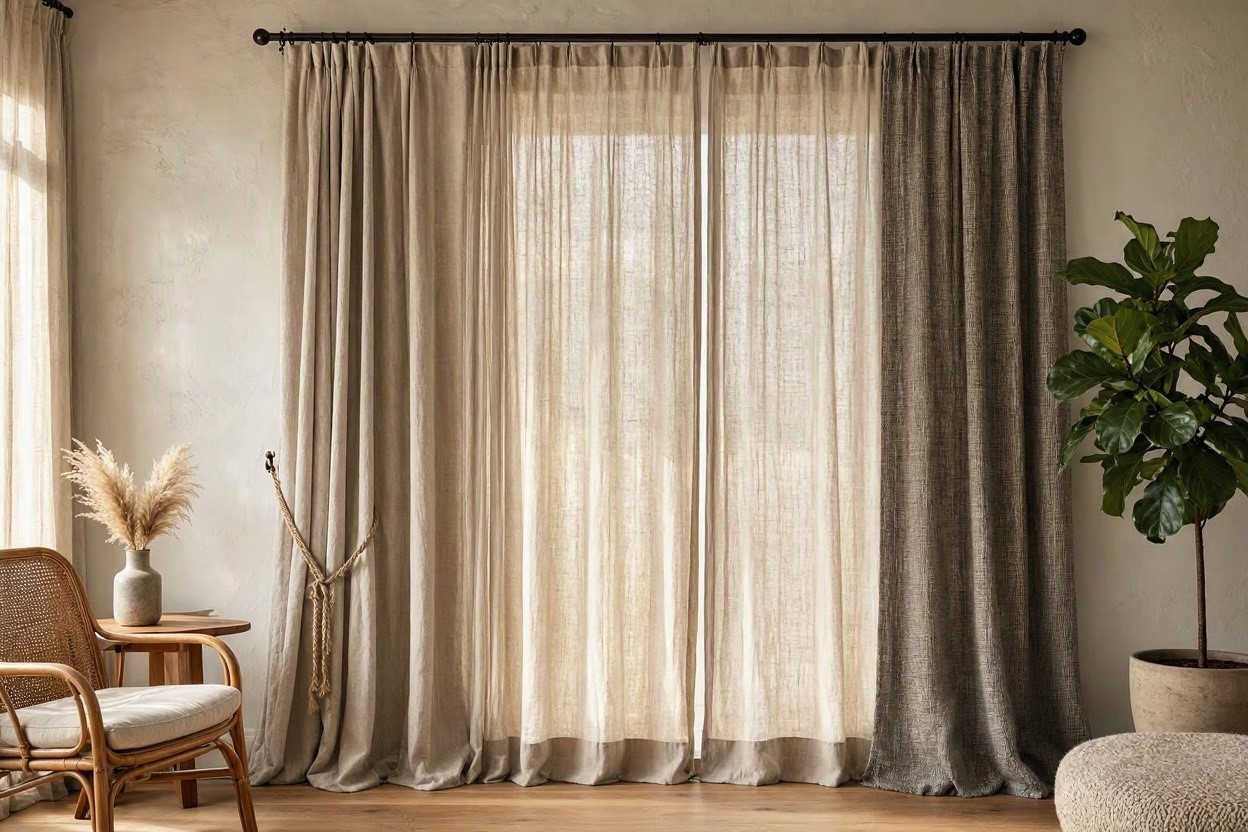 Natural Linen and Textured Curtains for Organic Interiors 15 Hottest Curtain Design Ideas - 4