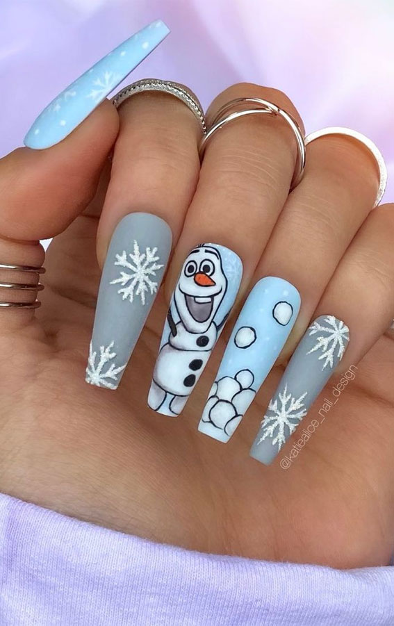 Olaf-Nails-Design.-2 70+ Magical Disney Nail Designs That Look Cute