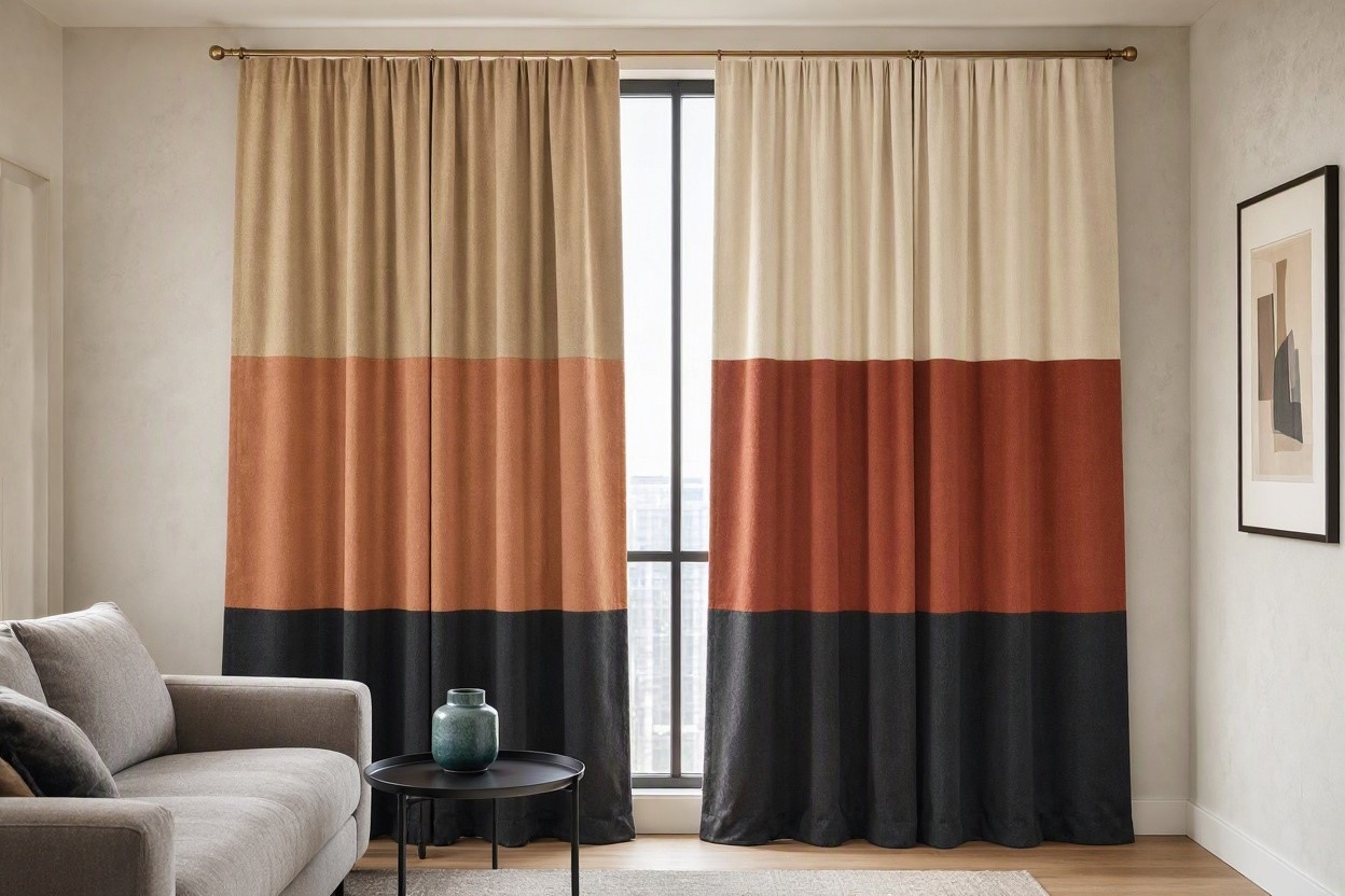 Two Tone and Color Blocked Curtains for a Modern Statement 15 Hottest Curtain Design Ideas - 13