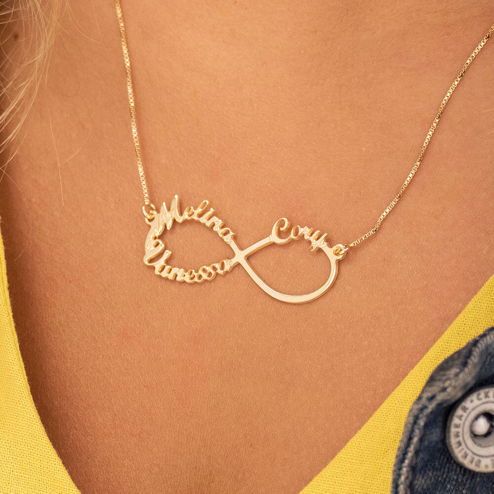Infinity-3-Names-Necklace-In-18K-Gold-Plating Celebrate Mother's Day with Heartfelt Personalized Jewelry from JoyAmo