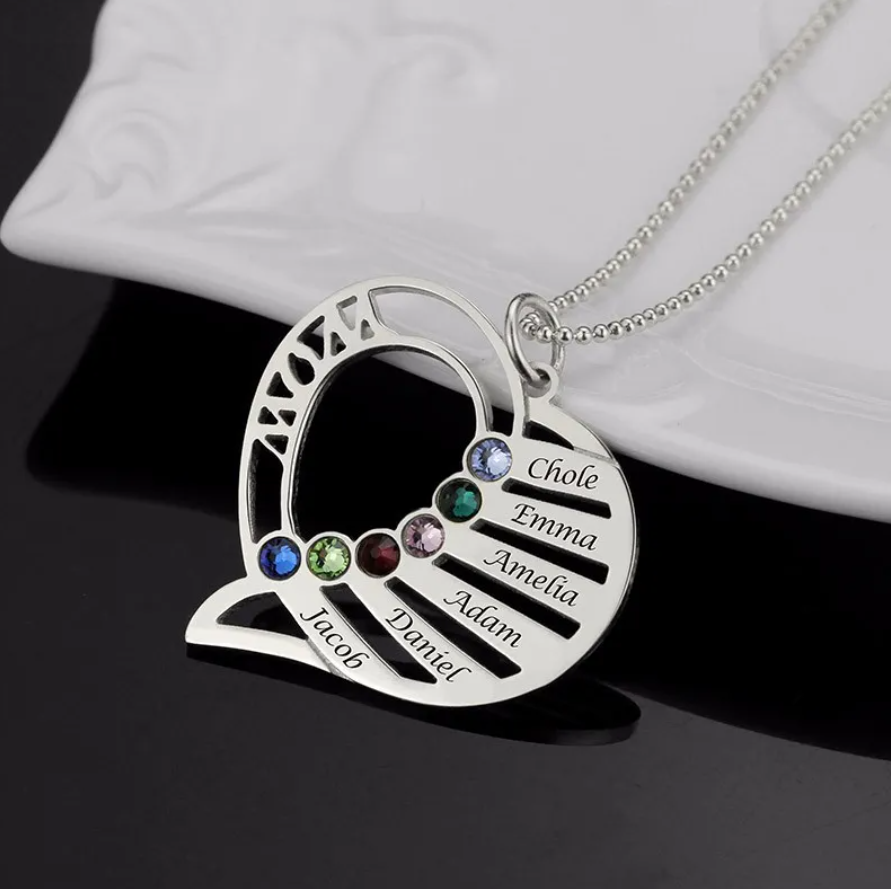 Personalized Mom Heart Necklace
