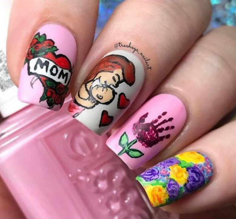 colorful nails. 1 55+ Cute Mother's Day Nails Designs That Make Your Mom Happy - 49