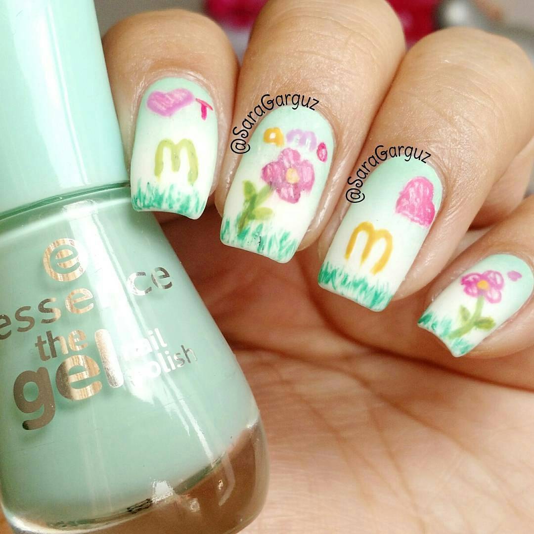 flowery-nails... 55+ Cute Mother's Day Nails Designs That Make Your Mom Happy in 2022