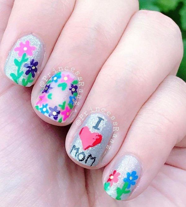 flowery nails. 55+ Cute Mother's Day Nails Designs That Make Your Mom Happy - 6