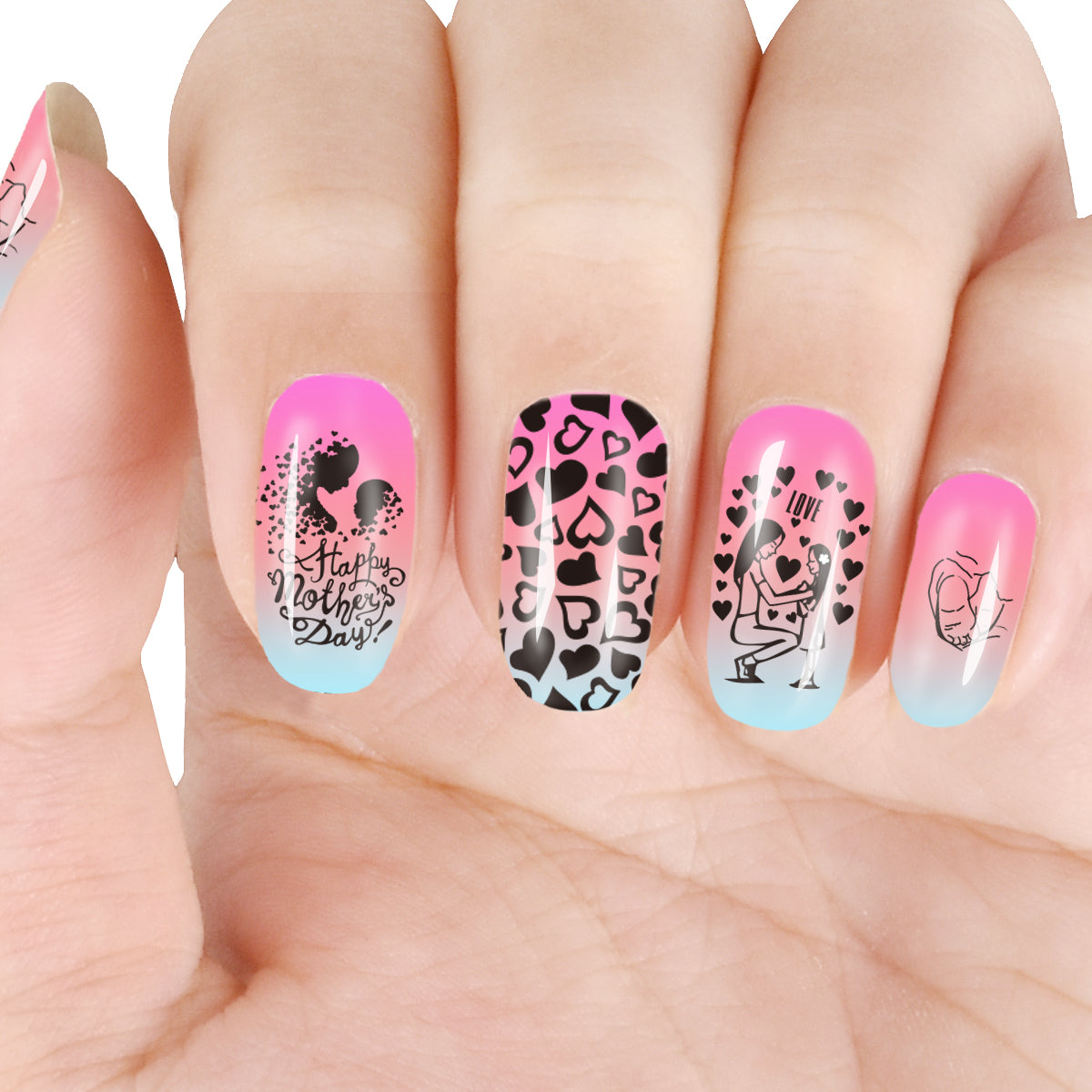 heart nails. 1 55+ Cute Mother's Day Nails Designs That Make Your Mom Happy - 32