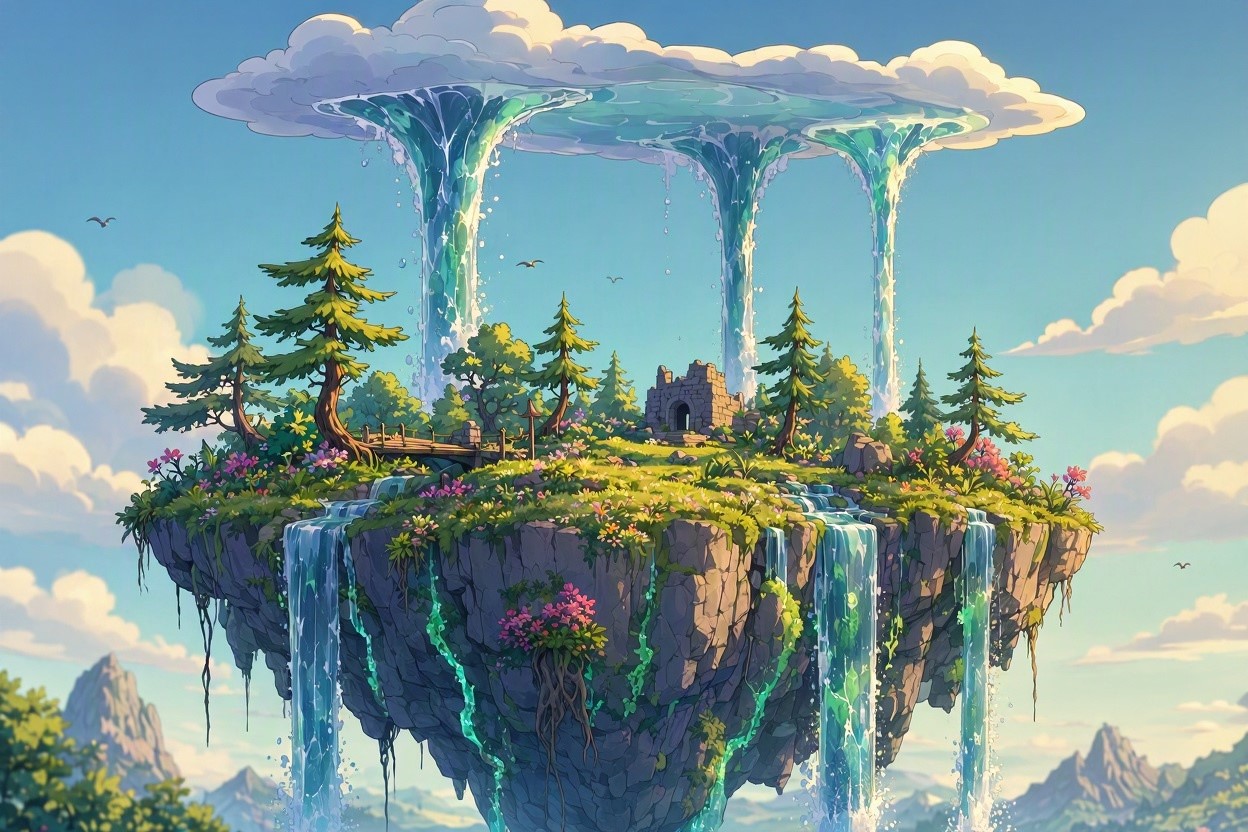 A Floating Island with Upside Down Waterfalls Top 10 Coolest Unique Drawing Ideas for Teens - 7
