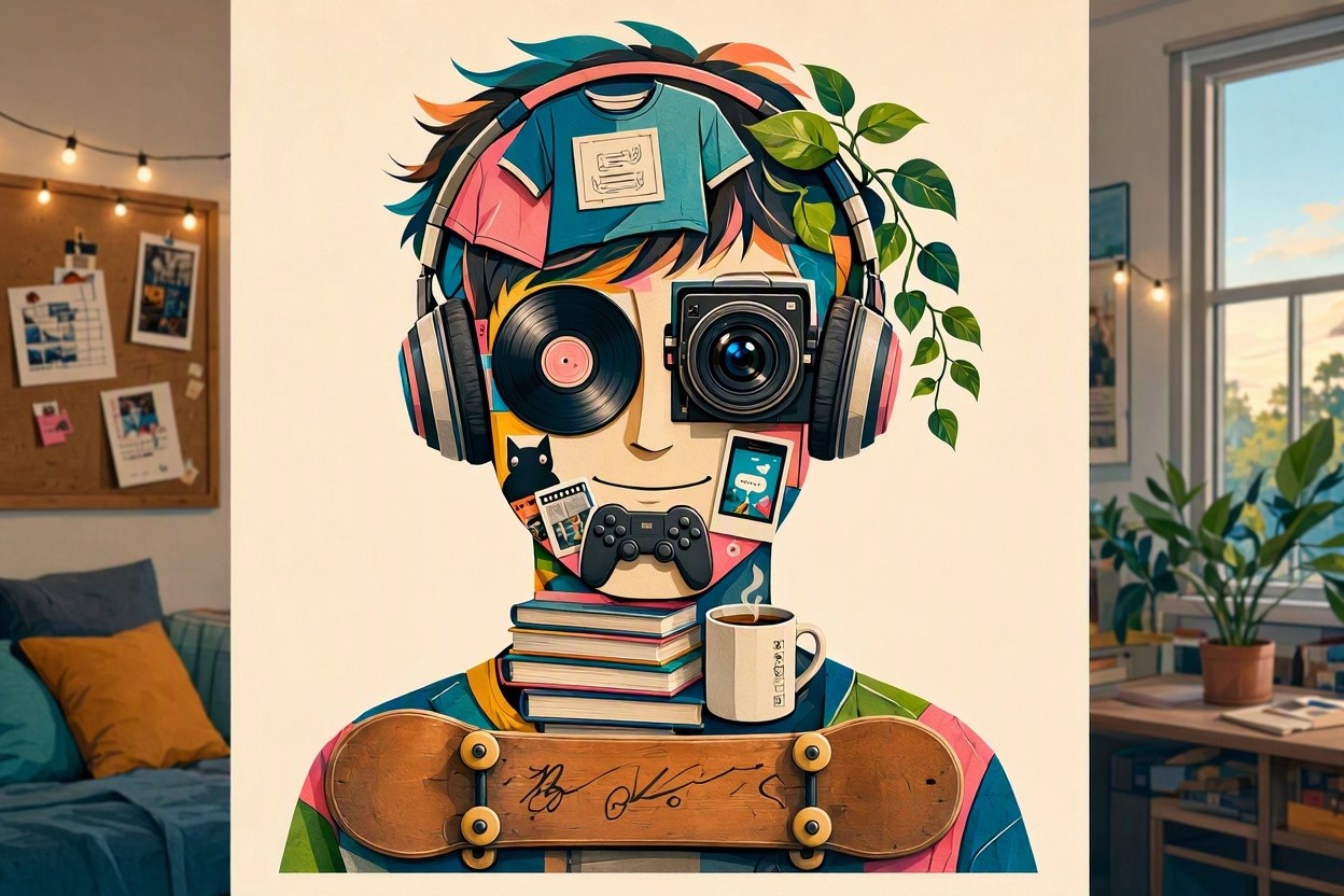 A Portrait Built from Your Favorite Things Top 10 Coolest Unique Drawing Ideas for Teens - 8