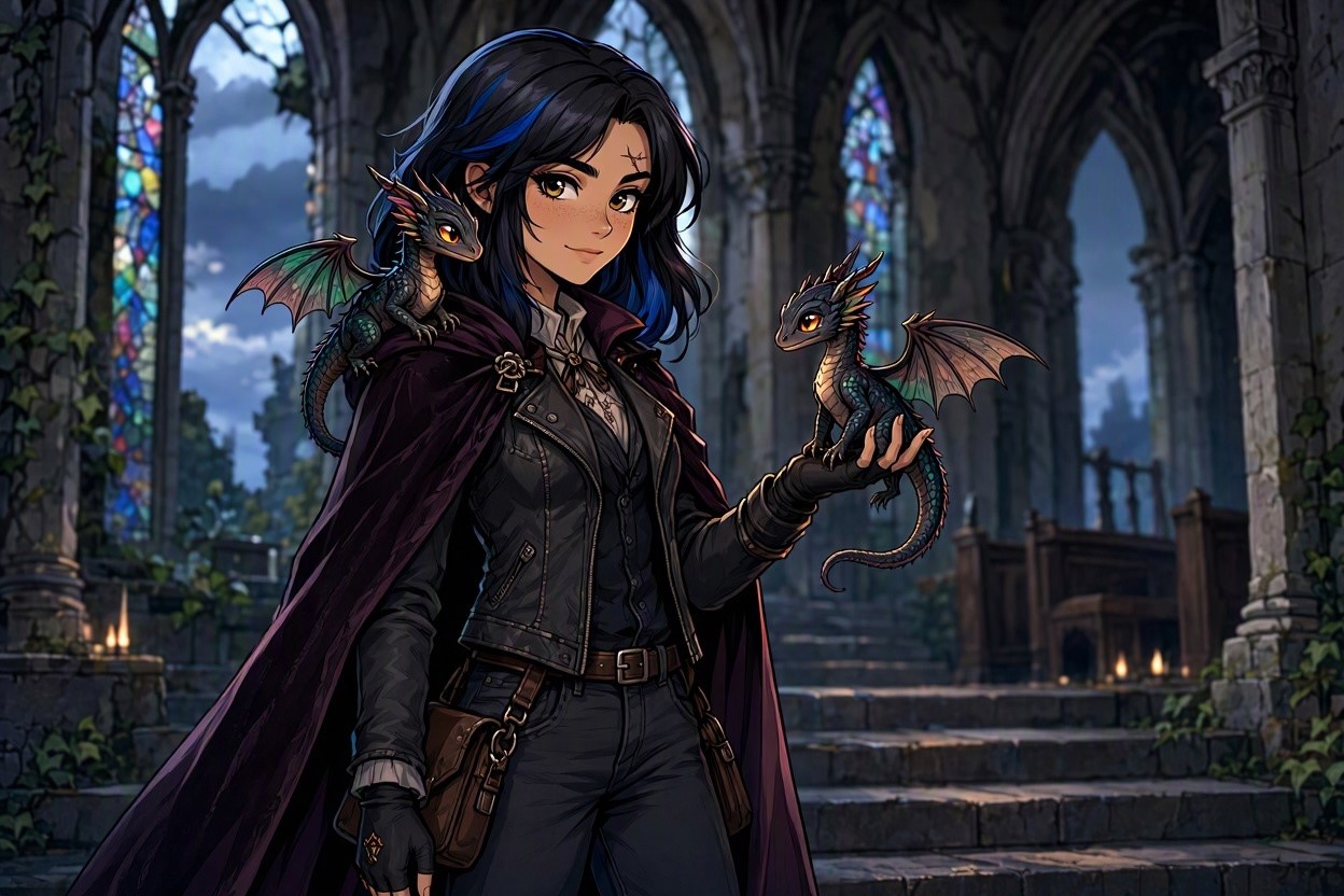 Dark Fantasy Girl with a Tiny Dragon Top 10 Coolest Unique Drawing Ideas for Teens - 1