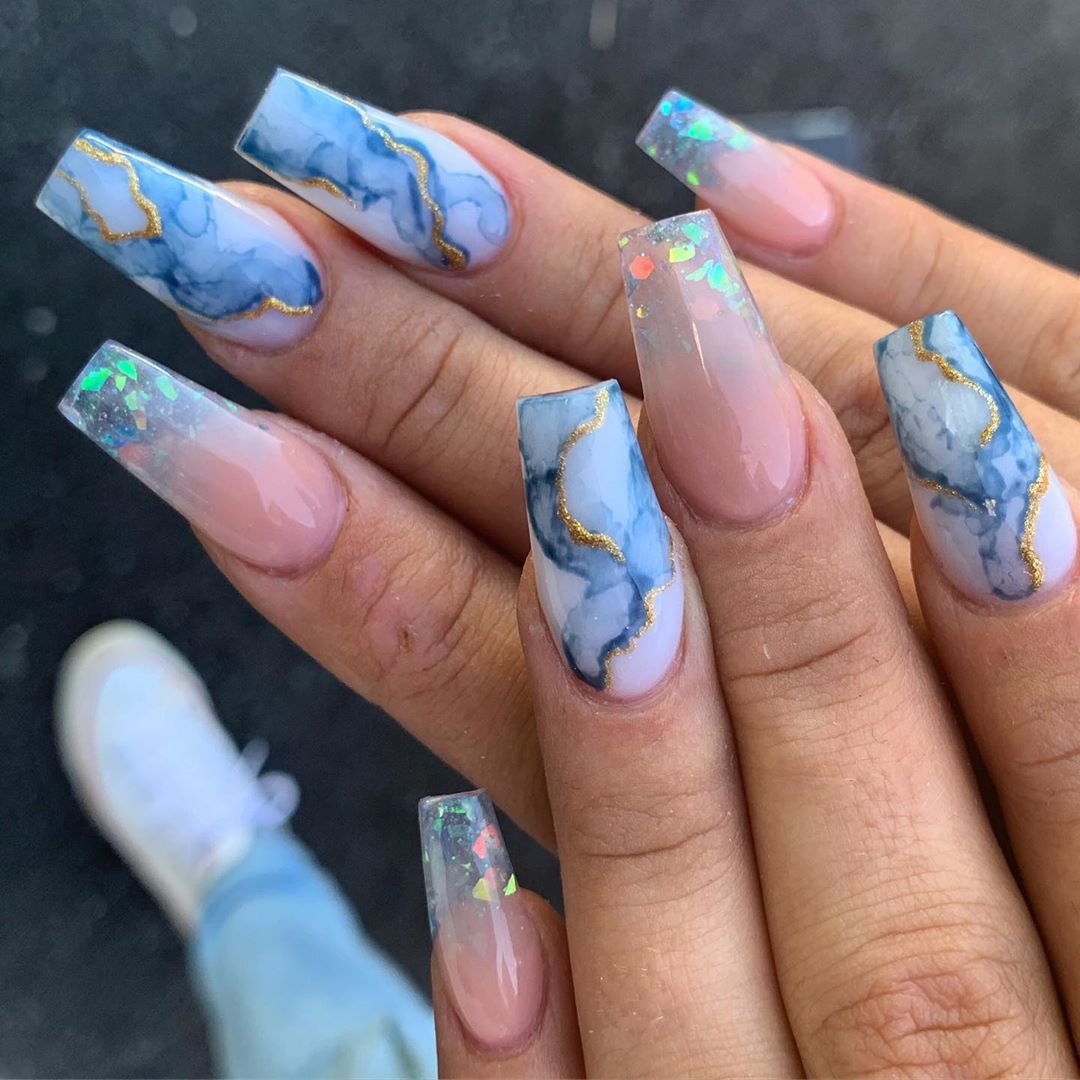 Top 80+ Easiest Spring Nail Designs 11 Marble Acrylic Nails.. Top 80+ Easiest Spring Nail Designs - 9