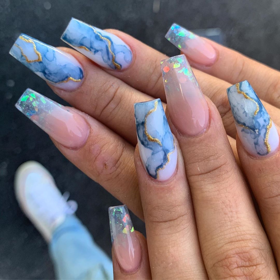 Marble-Acrylic-Nails.. Top 80+ Easiest Spring Nail Designs For 2022