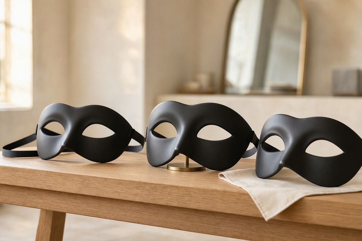 15 Most Stylish Masquerade Masks 11 Minimalist Matte Black Masks for Modern Elegance1 15 Most Stylish Masquerade Masks - 10
