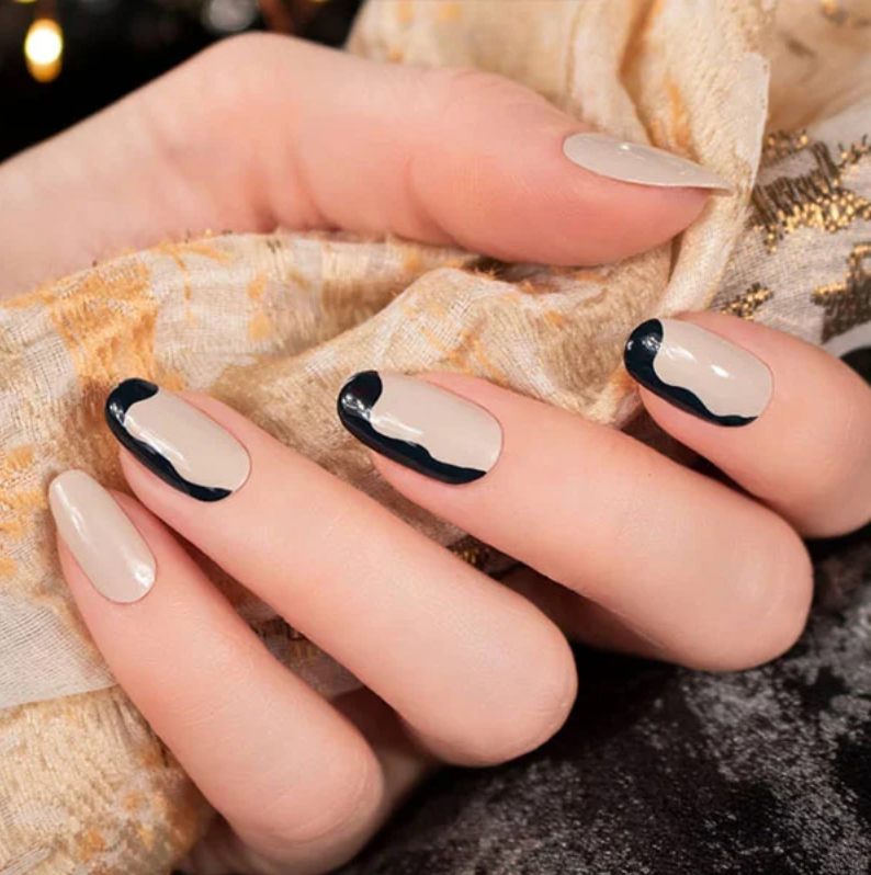 Nude And Black Nails. Top 70+ Most Luxurious Nail Design Ideas - 49