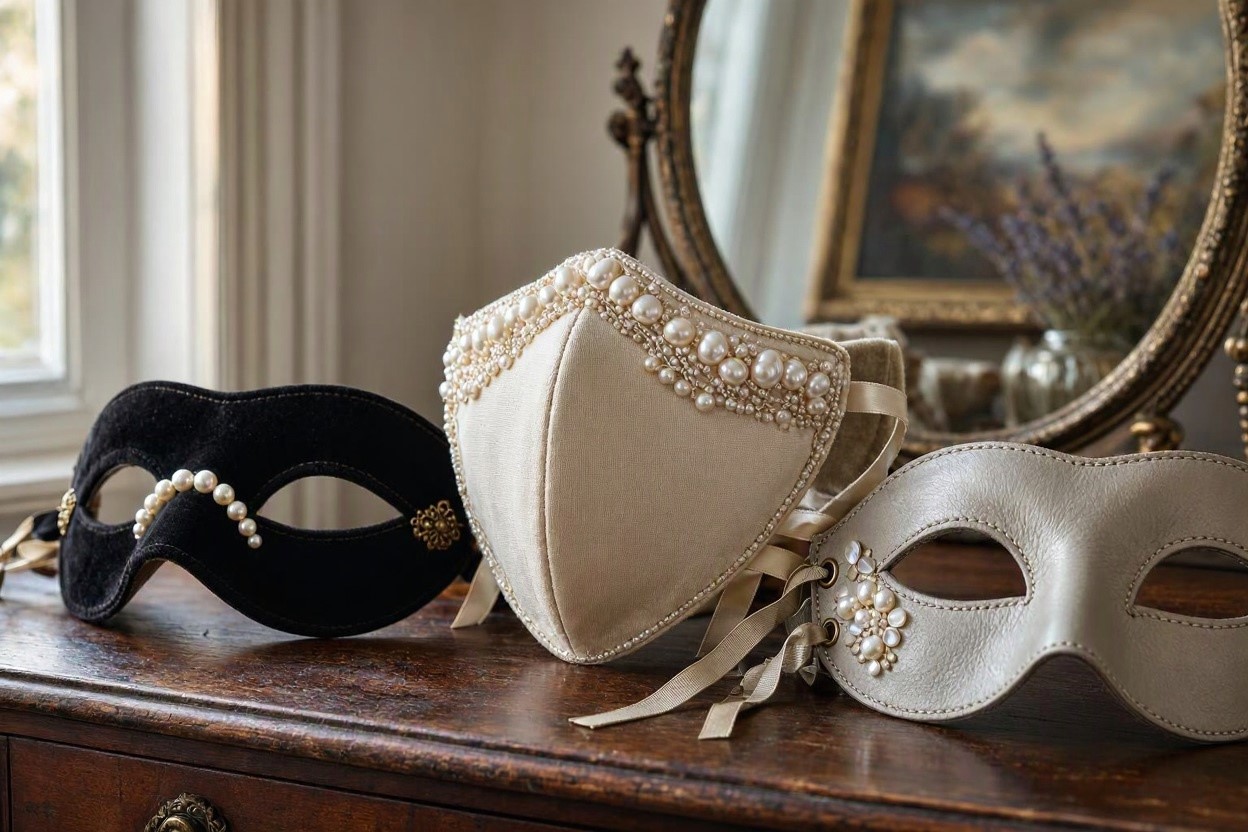 15 Most Stylish Masquerade Masks 10 Pearl Embellished Masks for Classic Sophistication 15 Most Stylish Masquerade Masks - 9