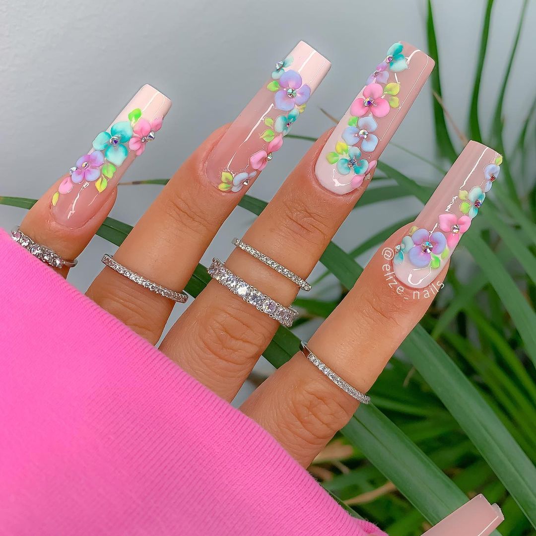 Top 80+ Easiest Spring Nail Designs 54 floral. Top 80+ Easiest Spring Nail Designs - 50