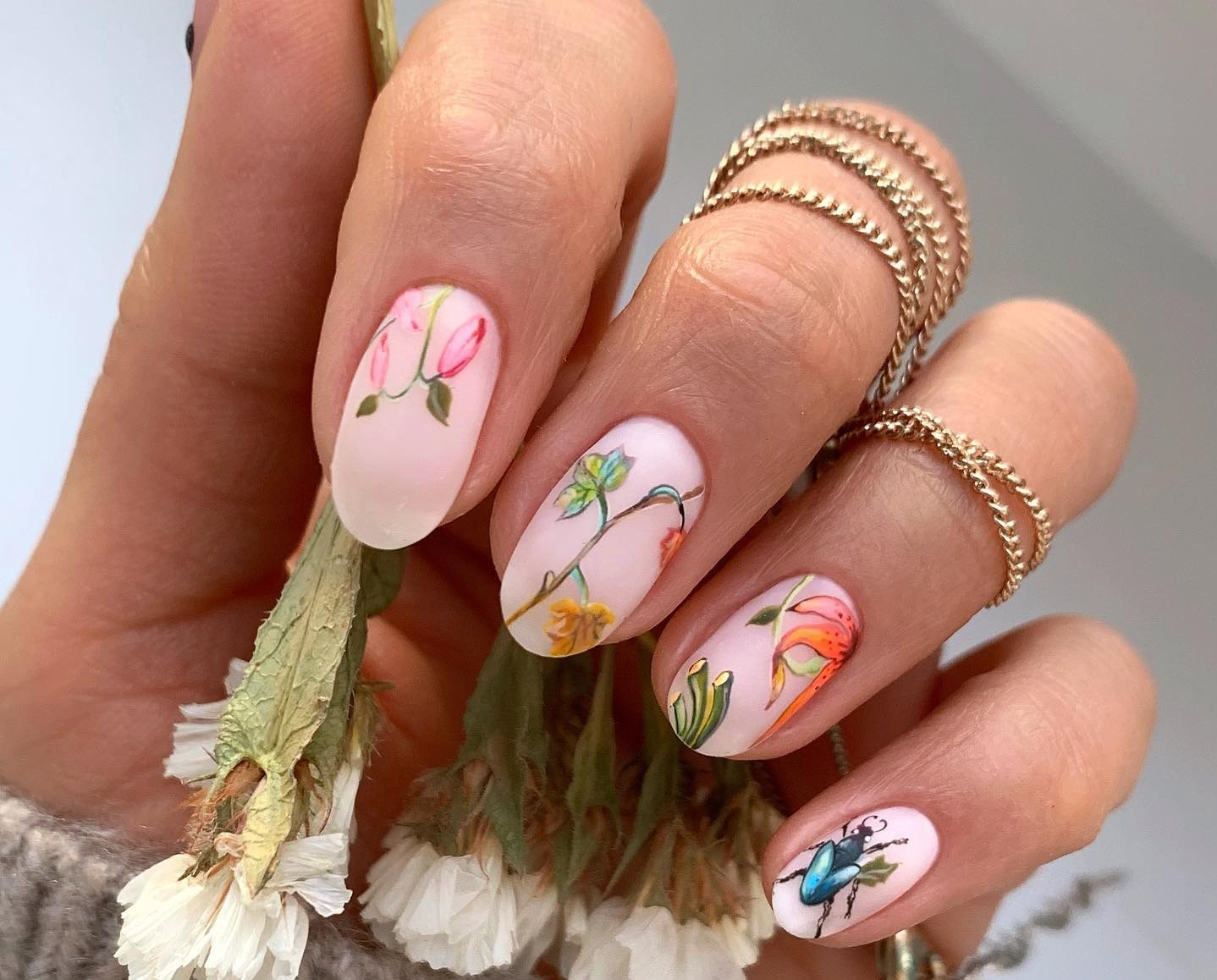 Top 80+ Easiest Spring Nail Designs 51 floral Top 80+ Easiest Spring Nail Designs - 47