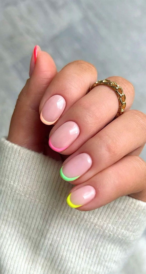 Colourful French Nails. Hottest 70+ Spring Nail Colors - 47