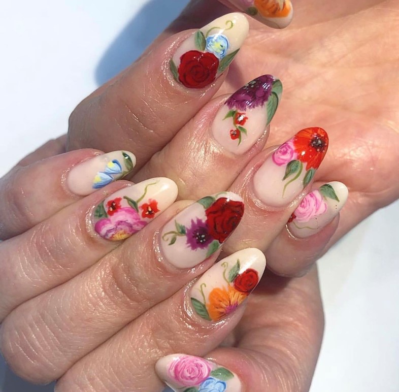 Floral Nails Hottest 70+ Spring Nail Colors - 20