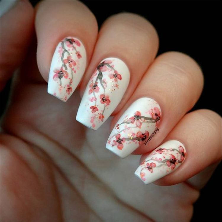 Floral Nails Hottest 70+ Spring Nail Colors - 21