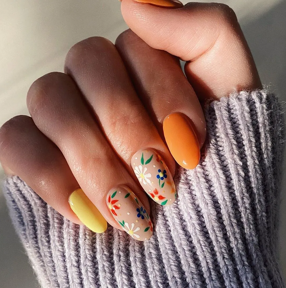 Floral Nails Hottest 70+ Spring Nail Colors - 19
