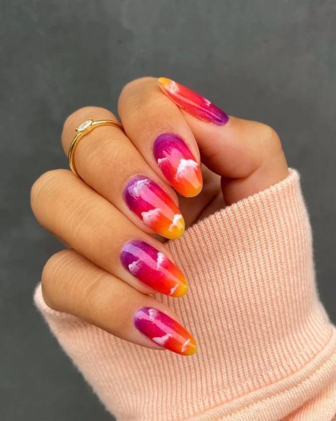 Sunset Nails. Hottest 70+ Spring Nail Colors - 24