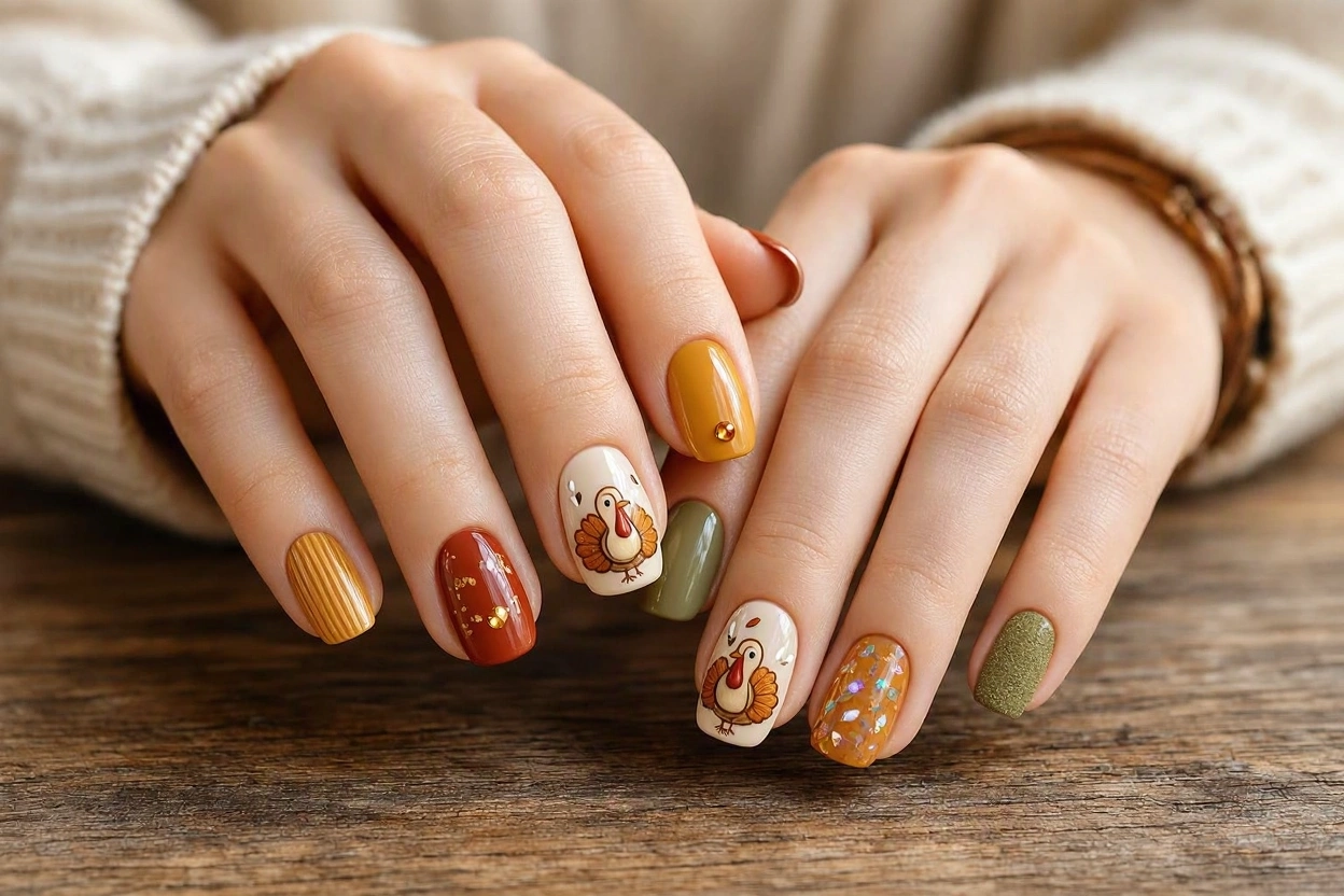 Top 10 Hottest Thanksgiving Nail Art Designs To Try 4 Cute Turkey Nail Art Top 10 Hottest Thanksgiving Nail Art Designs To Try - 4