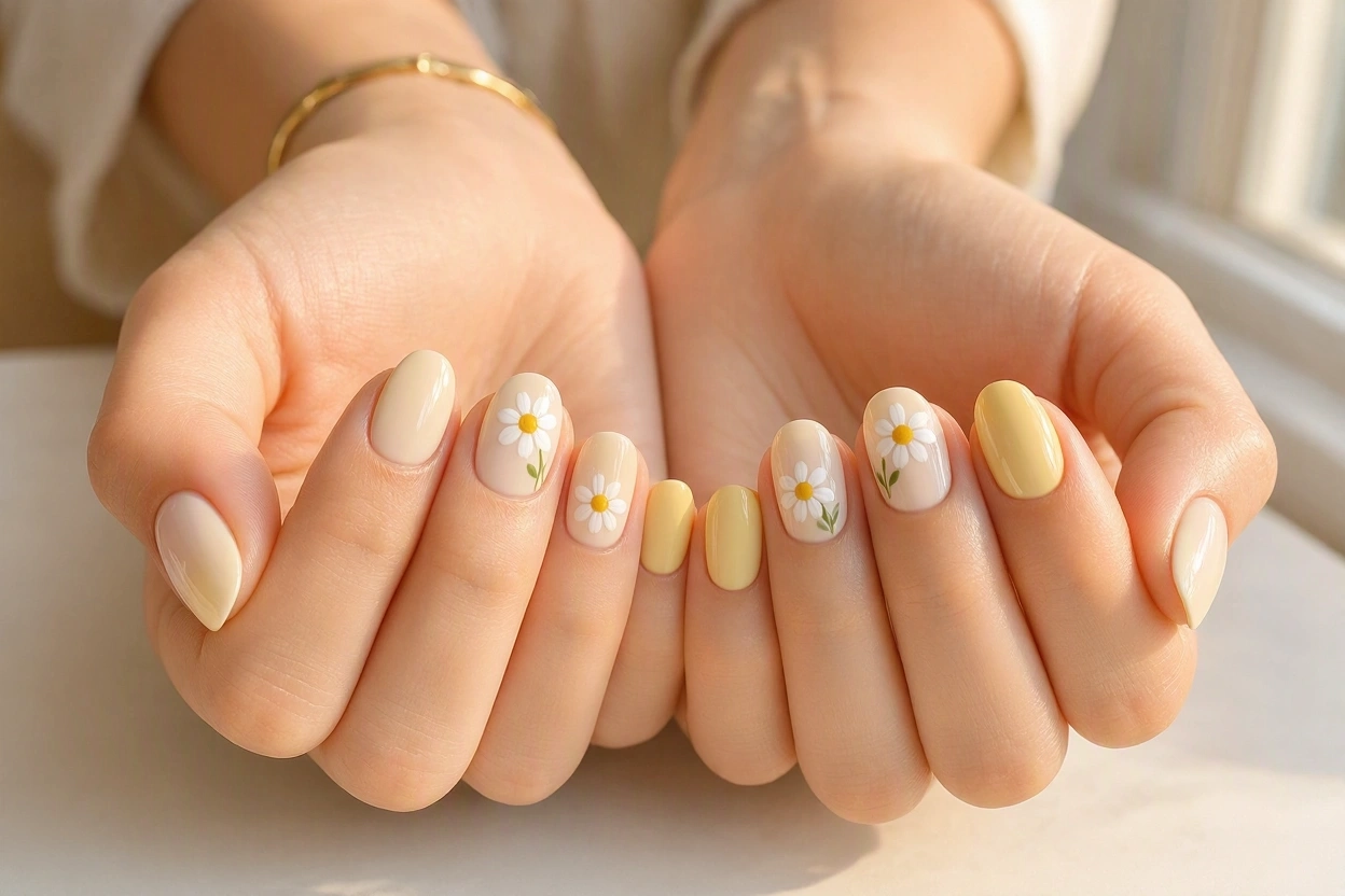 16 nails designs; how do you paint your nails 9 Daisy Flower Nails for a Fresh Feminine Look 16 nails designs; how do you paint your nails - 9