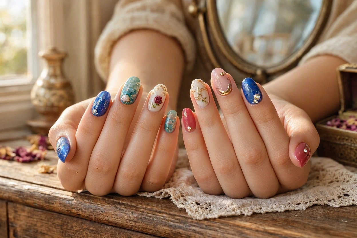 15 Magical Disney Nail Designs That Look Cute 3 Disney Princess Nails with Fairytale Colors 15 Magical Disney Nail Designs That Look Cute - 3