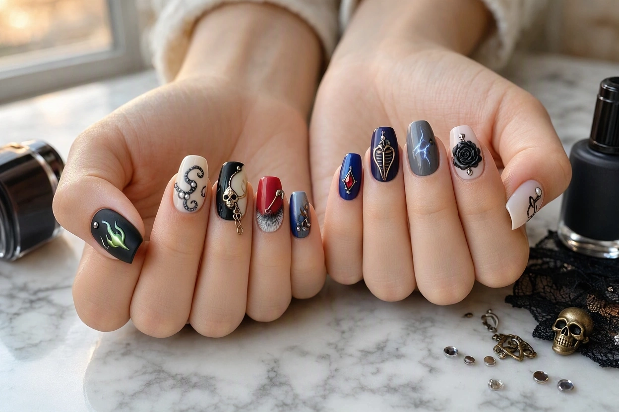 15 Magical Disney Nail Designs That Look Cute 14 Disney Villain Nails with a Cute Edgy Twist 15 Magical Disney Nail Designs That Look Cute - 14