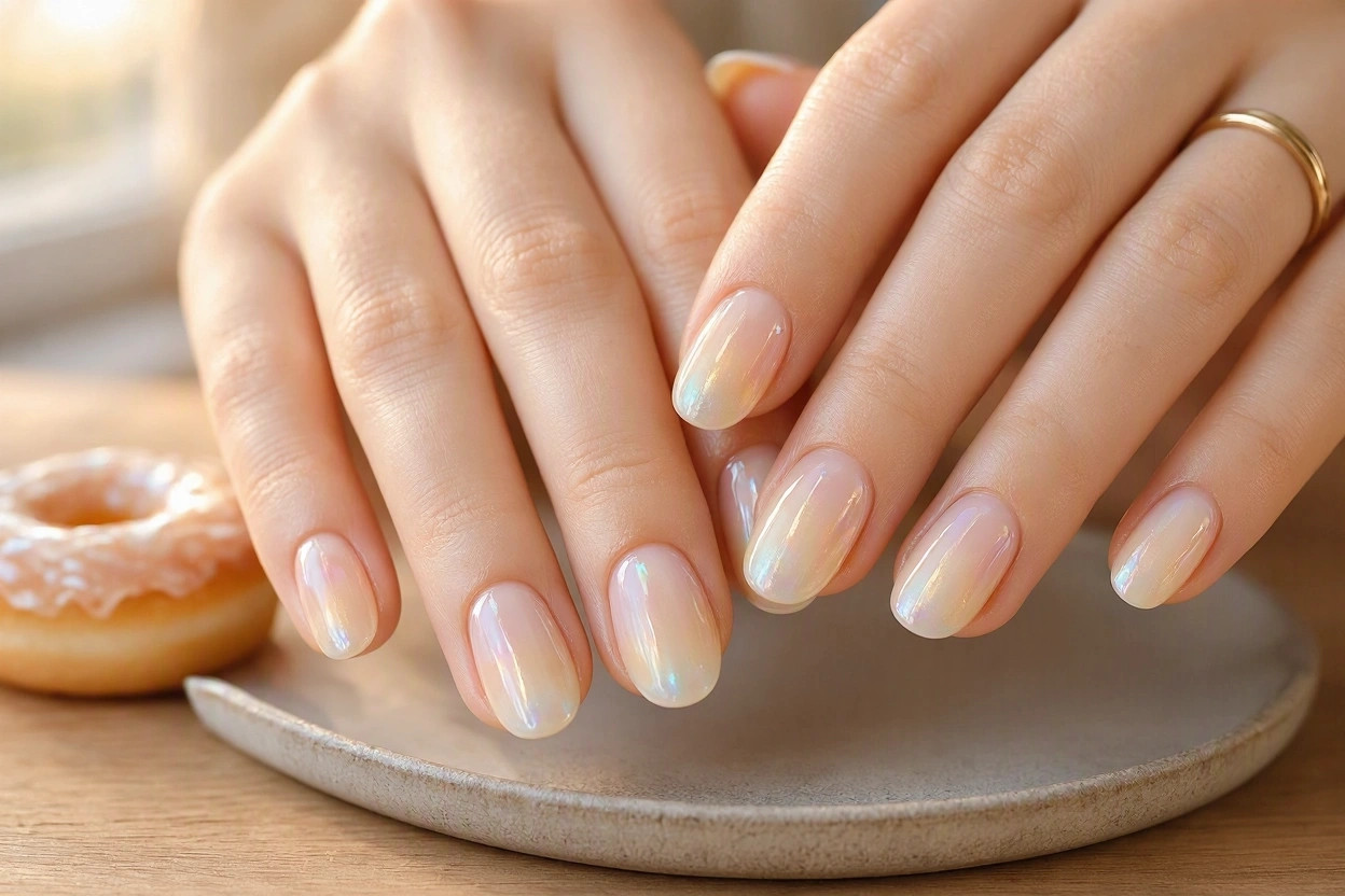 16 nails designs; how do you paint your nails 10 Glazed Donut Nails for a Pearlescent Shine 16 nails designs; how do you paint your nails - 10