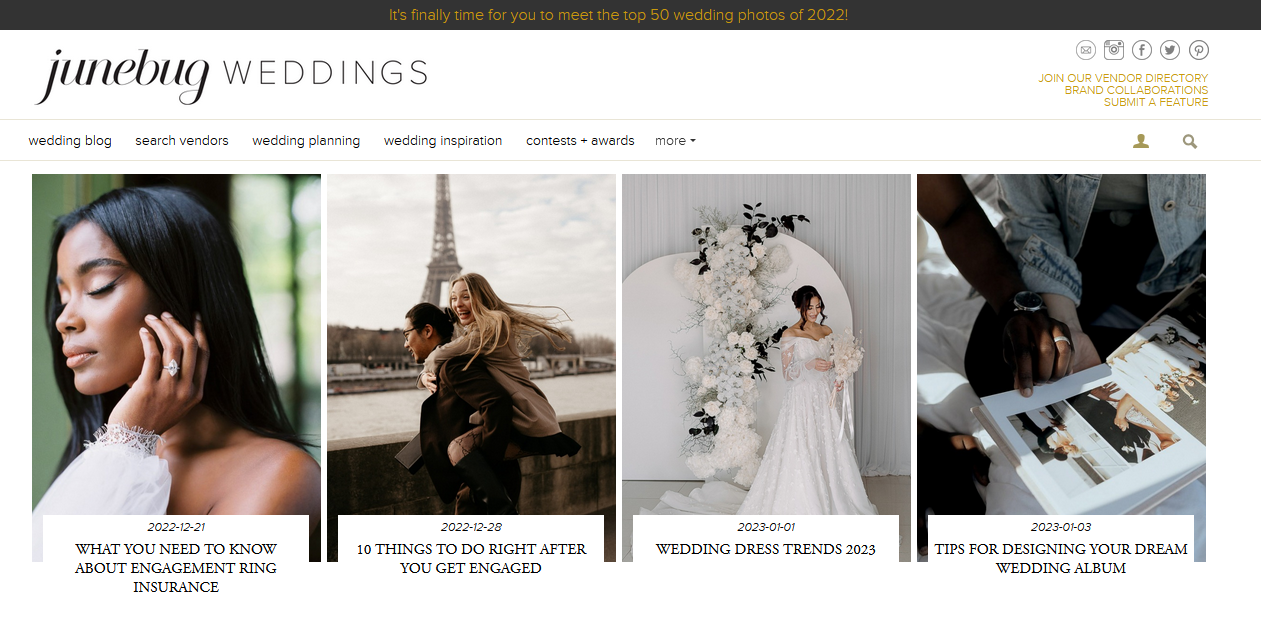 Junebug Weddings 20 BEST Wedding Blogs To Follow - 14