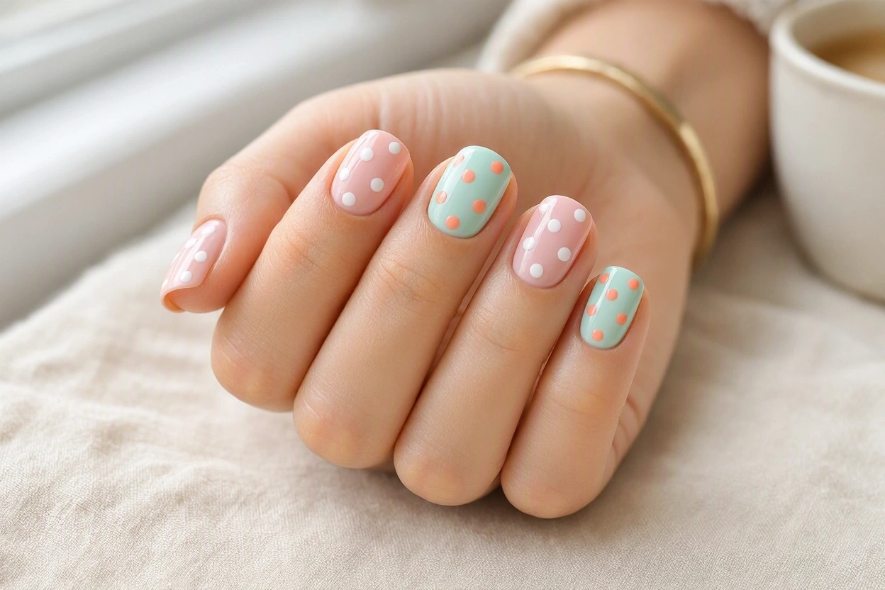 16 nails designs; how do you paint your nails 6 Polka Dot Nails for Simple Cute Nail Art 16 nails designs; how do you paint your nails - 6