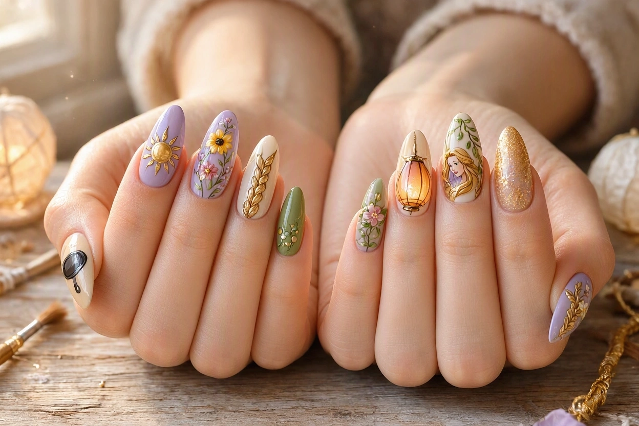 15 Magical Disney Nail Designs That Look Cute 9 Tangled Inspired Rapunzel Nail Designs 15 Magical Disney Nail Designs That Look Cute - 9